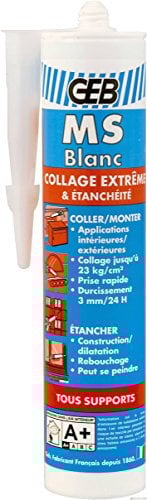 GEB 892006 Mastic silicone pour joint sur tous supports sanitaires Cartouche 280 ml Transparent