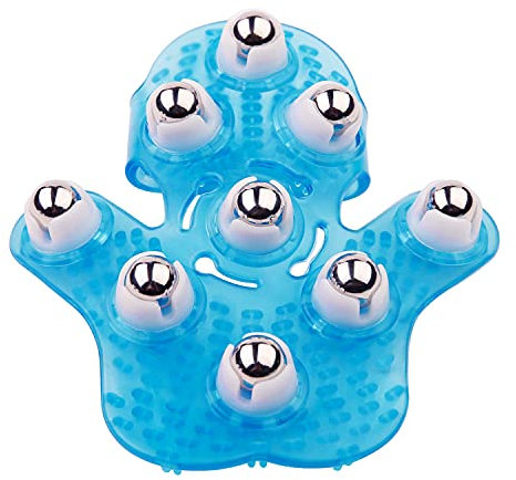 Boseen Portable Massage Ball for Muscle Pain Relief Back, Neck, Joint, Foot, Shoulder, Leg - Palm Shaped Massage Tool with Roller Balls, Portable Design, Blue