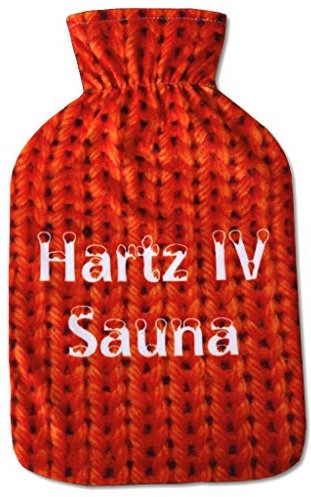 Wärmflaschenbezug mit Fotodruckbezug für alle gängigen 2 Liter Wärmflaschen, in vielen Variationen (Auswahl: Hartz IV Sauna)