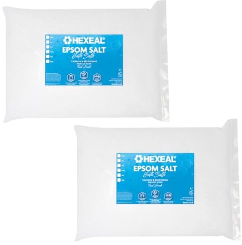 Hexeal Epsom Salt 10kg – 2 x 5kg Bags of Food Grade Magnesium Sulphate for Bathing, Gardening & Household Use – Suitable for Personal Care, Soil Enrichment, and More