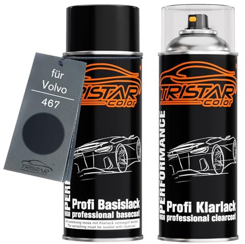 TRISTARcolor Peinture voiture Kit bombes de peinture pour Volvo 467 Magic Blue Perl/Bleu Magique Perle Peinture de base vernis clair aérosol 400 ml