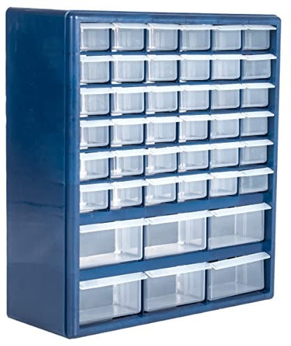 Stalwart Plastic Storage Drawers – 42 Compartment Organizer – Desktop or Wall Mount Container for Hardware, Parts, Crafts, Beads, or Tools, 10 Targets