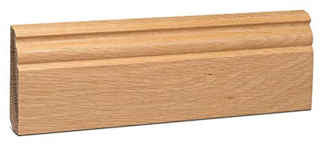 KGM Hamburger Sockelleiste Altberliner Profil – Eiche natur lackiert - Fußbodenleiste aus Eiche Massivholz – Maße: 2400 x 22 x 96 mm – 1 Stück