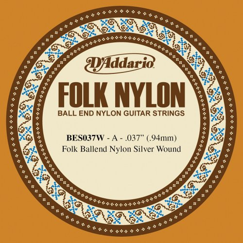 D'Addario BES037W Einzelsaite Classical/Folk Guitar 80/20 Bronze 037W Ball End