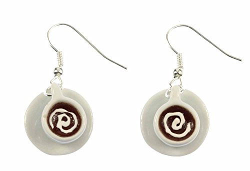 Miniblings Tasse Cappuccino Ohrringe Cafe Milchkaffee Hänger Porzellan - Handmade Modeschmuck I Ohrhänger Ohrschmuck versilbert