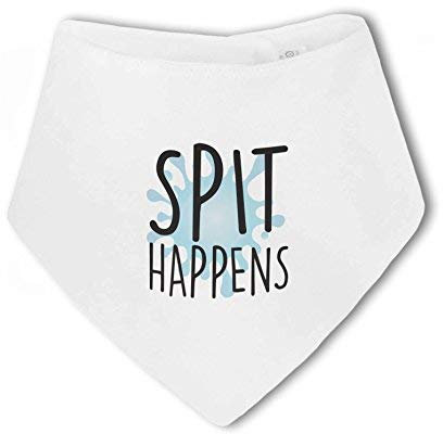BWW Print - Spit Happens funny - Baby Bandana Bib, Boy or Girl