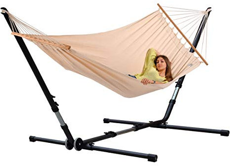 Universal anthrazit Hängematten-Metallgestell bis 370 cm + Lola Stabhängematte XXL Jamaica Natura