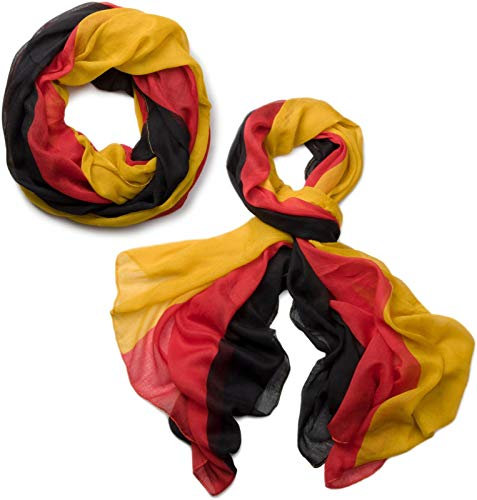 styleBREAKER Loop Schlauchschal im Deutschland Flaggen Design | leichter Fanschal in Schwarz Rot Gold | weiche Viskose, Variante:Loop/Schlauchschal