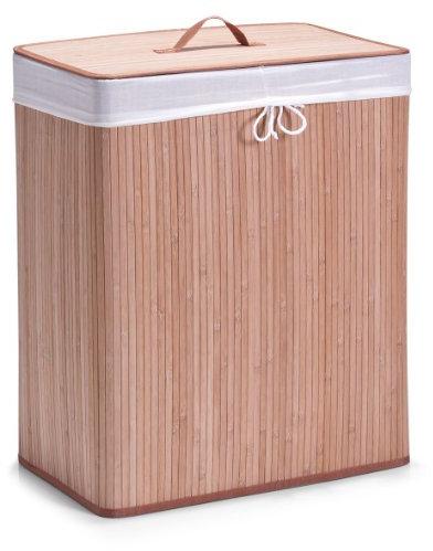 Zeller 13413 Wäschesammler, 2-fach, Bamboo, 52 x 32 x 63 cm, natur
