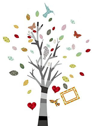 Walplus Wandsticker Huge bunt Baum Abnehmbare selbstklebend Wandbild Kunst Abziehbilder Vinyl Home Dekoration DIY Living Schlafzimmer Décor Tapete Kinder Zimmer Geschenk, mehrfarbig