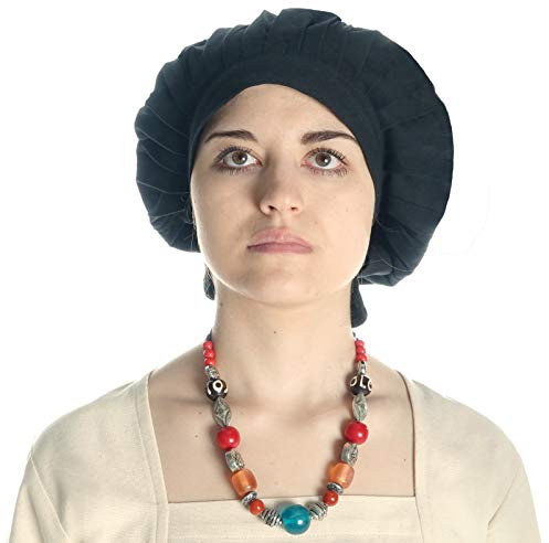 HEMAD Damen Mittelalter Haube Baumwolle schwarz