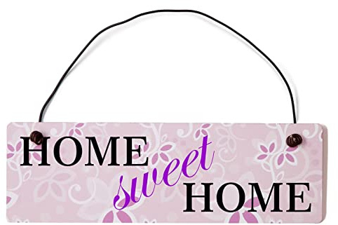 Homeyourself Home Sweet Home Dekoschild Türschild rosa mit Draht