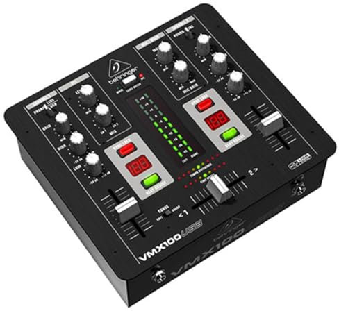 Behringer PRO MIXER VMX100USB Professional 2-Channel DJ Mixer with USB/Audio Interface, BPM Counter and VCA Control, Compatible with PC and Mac