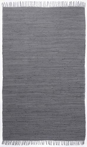 Theko Happy Cotton Teppich, 100% Baumwolle, 90x160 cm, Anthrazit