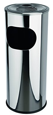 Standascher aus Edelstahl - mit Kunststoffeinsatz, rutschhemmendem Gummibodenring und abnehmbarem Windaschenbecher