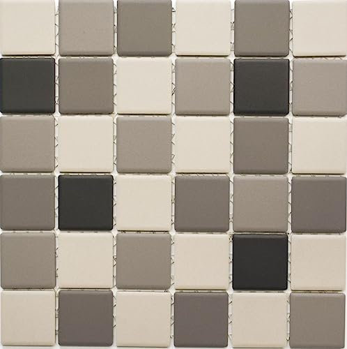Mosaik Quadrat mix unglasiert rutschhemmend R10 Keramik rutschsicher trittsicher anti slip rutschfest Mosaikstein Format 47x47x6 mm Mattengröße: 298x298 mm 1 Matte