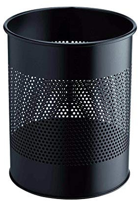 Durable Papierkorb Metall rund 15 Liter, Perforation 165 mm, schwarz, 331001