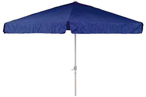 Nexos Sonnenschirm Mittelstabschirm Ø 3,80m blau 8 Rippen Kurbel Stand-Sonnenschirm Sonnenschutz Garten Camping Terrasse Gestänge aus Aluminium Stahl