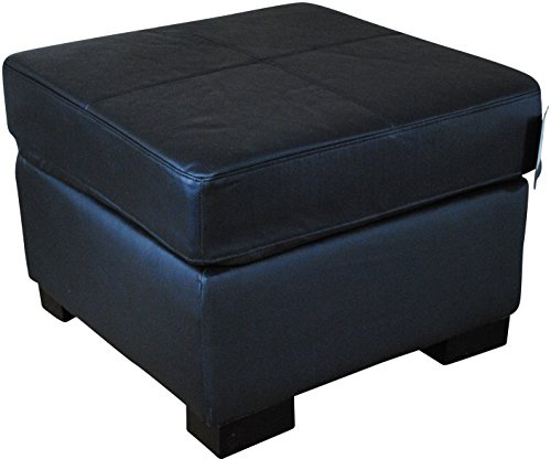 Lymm Home Furnishings Real Genuine Leather Footstool Pouffe (Black)
