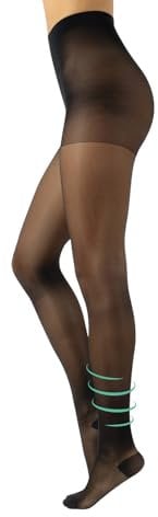 CALZITALY Stützstrumpfhose mit starker Kompression 10 mm/Hg, Feine Kompressionsstrumpfhosen Damen, S, M, L, XL, XXL, 3XL, 4XL, 70 DEN, Made in Italy (M, Schwarz)