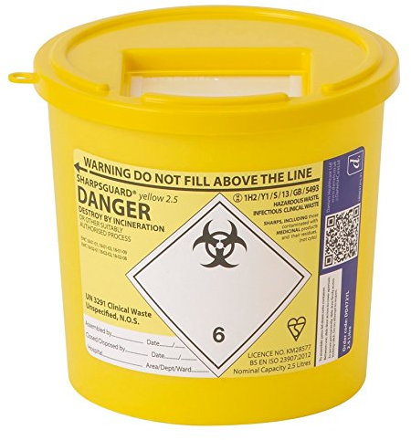 Sharpsguard DNDD472YL Sharps Bin, 2.5L, Yellow