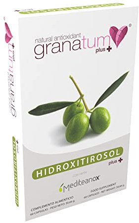 Granatum Plus - Hydroxytyrosol Plus - Dietary Supplement - Extracted from Extra Virgin Olive Oil - Antioxidant Supplement - General Wellness - Produced in Spain - 1 Box 60 Tablets