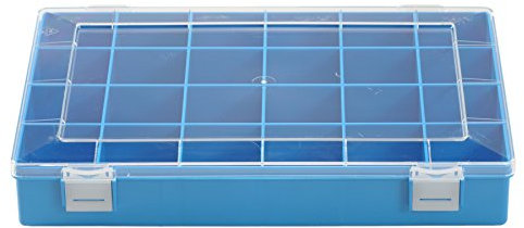 hünersdorff Sortimentskasten: stabile Sortierbox (PS-Classic) mit fester Fachaufteilung (24 Fächer), Sortierkasten-Maße: T225 x B335 x H55 mm, Made in Germany