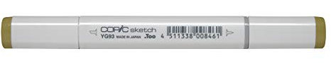 COPIC Sketch Marker Typ YG - 93, Grayish Yellow, professioneller Pinselmarker, mit einer Super-Brush-Spitze und einer Medium-Broad-Spitze