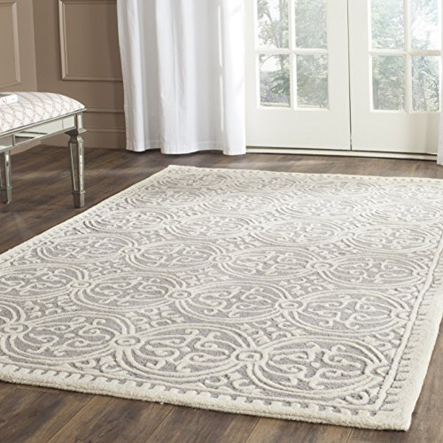 SAFAVIEH Traditionell Teppich für Wohnzimmer, Esszimmer, Schlafzimmer - Cambridge Collection, Kurzer Flor, Silber und Elfenbein, 152 X 244 cm