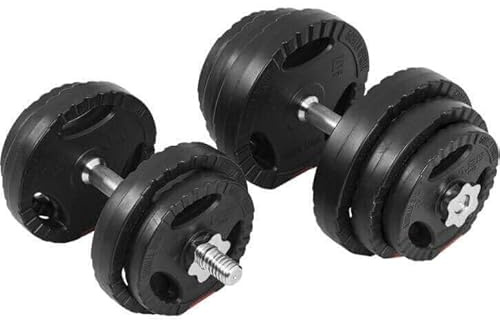 GORILLA SPORTS® Kurzhanteln 30 kg, 2er Set, 30 mm, Kunststoff, Gerändelt | Mit 2 Kurzhantelstangen, 4 Sternverschlüssen und 10 Hantelscheiben: 4 x 1,25 kg, 4 x 2,5 kg, 2 x 5 kg; Hantelset