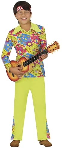FIESTAS GUIRCA | Hippie Boy Fancy Dress Costume Children - Shirt and Trousers - 60s, Retro and Flower Power Costumes for Halloween, Carnival and Themed Parties - Ideal for Kids