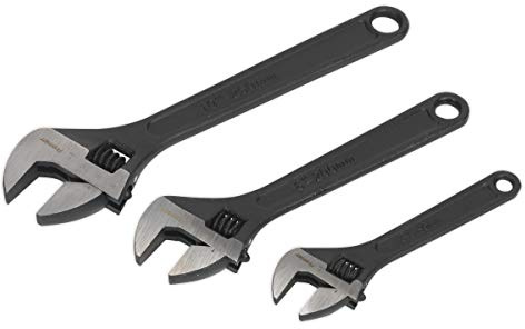 Sealey Ak607 Adjustable Wrench Set 3Pc Rust Resistant