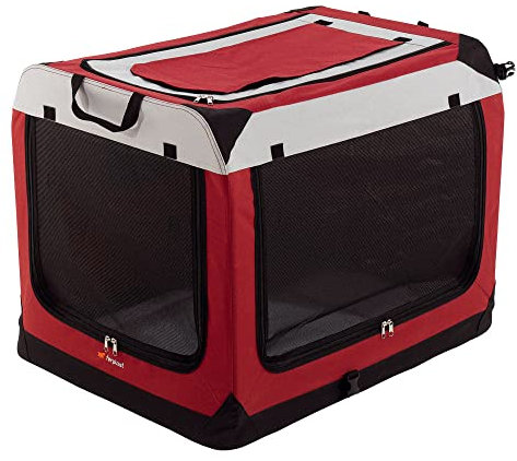 Ferplast Hunde Transportbox, Faltbare Hundehütte, wasserabweisend, tragbar, transportabel, Metallrahmen, Griffen, Taschen, Größe XL, 81 x 58 x h 58 cm.