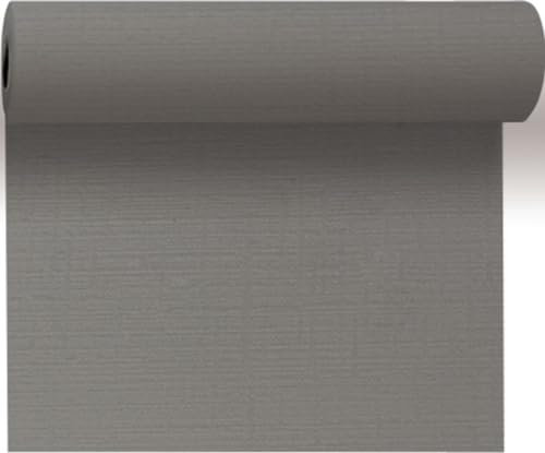 Duni Tête-à-Tête-Tischläufer aus Evolin alle 1,20 m lang perforiert, Uni granite grey, 41 x 2400 cm