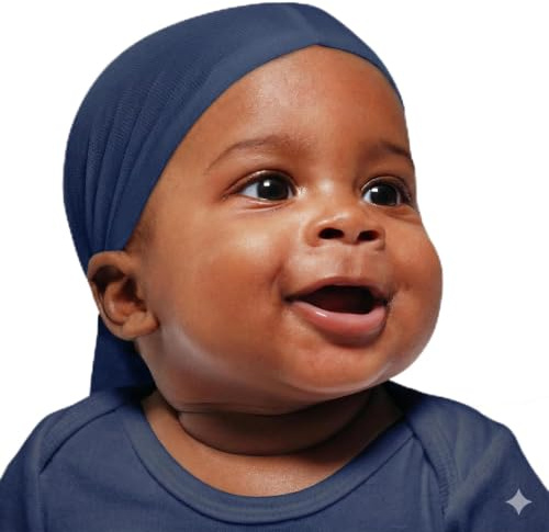 Titan Baby Satin Durag - Ultra Stretch, extra langer Schwanz, zugeschnitten für Kleinkinder, bequeme Passform, Marineblau, One Size
