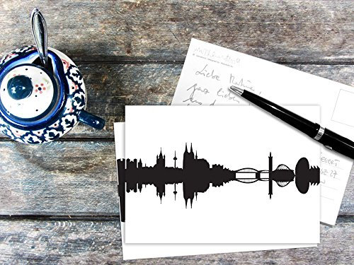 44spaces Postkarte mit schwarzer KÖLN - Silhouette - City Skyline Postcards