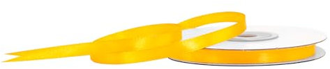Satinband 6mm x 25m Rolle - FARBAUSWAHL in 3/6/12/18/25/38/50/75/100mm - farbecht & waschbar - Schleifenband für Ostern - Geschenkband zum Verpacken Dekorieren Basteln - Gelb 645