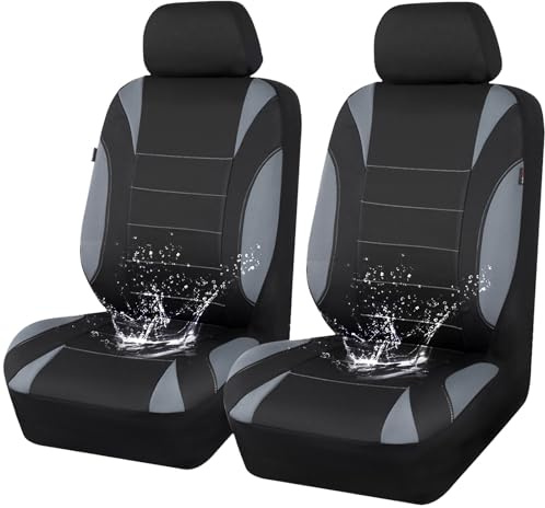CAR PASS Waterproof Car Seat Covers Front Seats Only with 5mm Composite EVA, Neoprene Car Seat Cover with Separate Headrest Cover, Quick Setup Universal Fit for Car SUV Trucks,Airbag Compatible(Gray