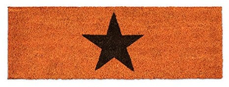 Relaxdays Fußmatte schmal STERN aus Kokos und Gummi PVC als Fußabtreter für Außen & Innen Eingangsmatte mit rutschfestem Boden als Türvorleger und Türmatte HBT: 1,5 x 75 x 25 cm, orange
