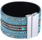 Morella Damen Glitzerarmband breit verziert mit Zirkoniasteinen und Magnetverschluss türkis weiß