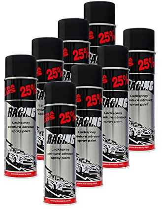 8 x kwasny 288 921 AUTO-K Racing Laque Spray Noir mat 500 ml