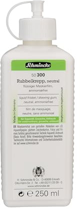 Schmincke - Rubbing crepe neutral, 250 ml, 50 300 0027, transparent masking fluid for covering areas on watercolour paper, smooth drawing cardboard, ammonia-free, glass bottle