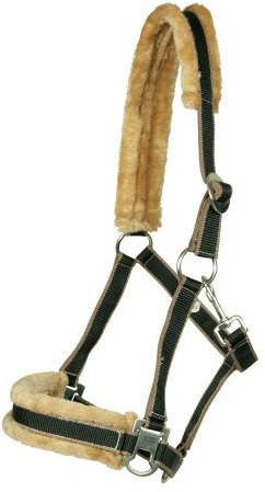 Halfter mit Kunstfell unterlegt, schwarz-braun Cob