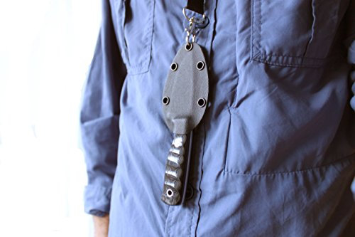 Hobbit: Couteau de Cou de Survie Bushcraft Randonnée Camping, Lame INOX MOVA-58, Étui de Transport en Kydex, Neck Knife Handmade in Spain