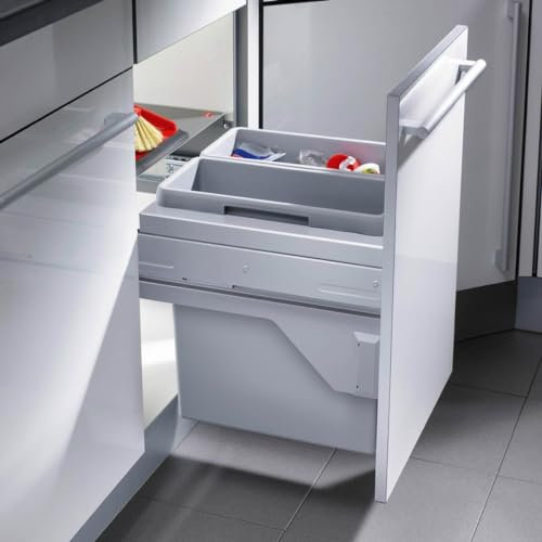 Poubelle de cuisine tri sélectif 2 bacs encastrable 40L (19+19) Hailo Euro Cargo S