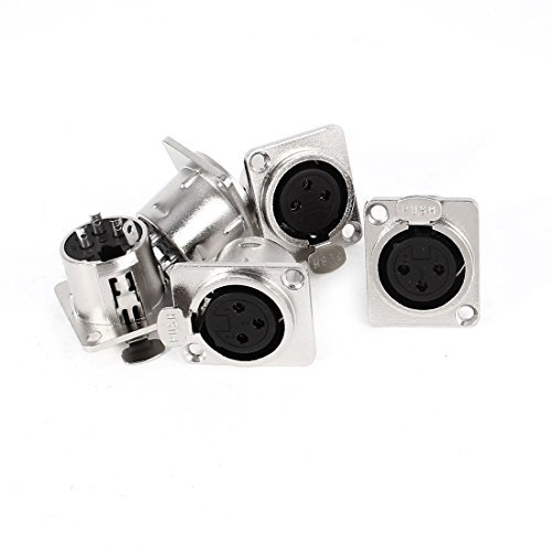 Sourcingmap 5pcs XLR 3 Broches Femelle Châssis Panneau Monture Prise Couleur Argent Noir