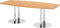 Bümö Konferenztisch oval 220x103 cm großer Besprechungstisch in Buche, Besprechungstisch mit Chromsäulen, Meetingtisch für 8 Personen, XXL-Tisch für Besprechungsraum & Meeting