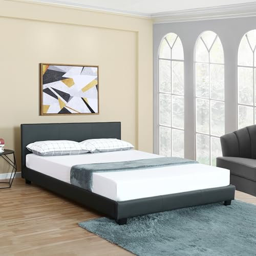Corium Polsterbett (Design-grau)(140x200cm) modernes Bett/Kunst-Leder/mit Stecklattenrost /
