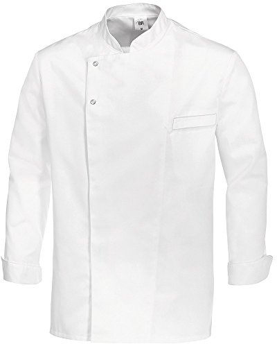 BP Gourmet 1547-400-21 Kochjacke - Langarm - 65% Polyester, 35% Baumwolle - Druckknöpfe aus Edelstahl - Normale Passform - Größe: L - Farbe: weiß