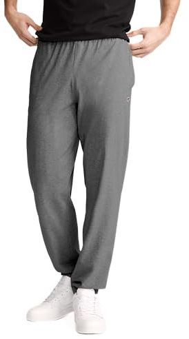 Champion Men's Lightweight Cinched-Bottom Lounge Pants, Granite Heather, Large